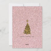 Boho Cheetah & Roos Glitter Ovaal Foto Kerst Feestdagenkaart (Achterkant)