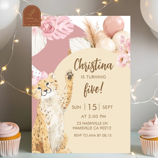 Boho Cheetah Savanna Verjaardag Kaart