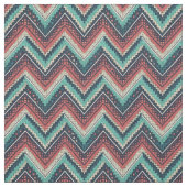 Boho Chevron Pattern | Blauwgroen, Koraal & Crème Stof (Swatch)