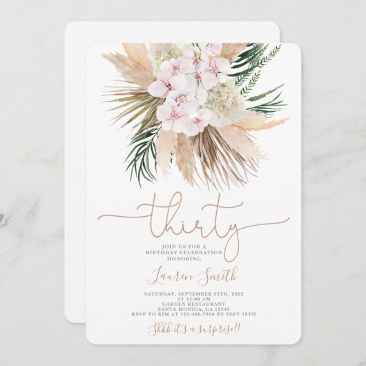 Boho Chic 30th Birthday Uitnodiging (Voorkant / Achterkant)