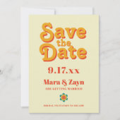 Boho Chic 70's Retro Save the Date Aankondiging (Voorkant)