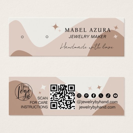 Boho chic aardetoon Sieraden maker Qr logo earring Mini Visitekaartjes (Voorkant /achterkant)