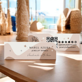 Boho chic aardetoon Sieraden maker Qr logo earring Mini Visitekaartjes