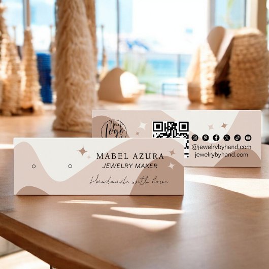 Boho chic aardetoon Sieraden maker Qr logo earring Mini Visitekaartjes