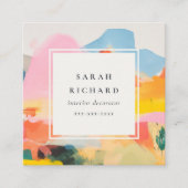 Boho Chic Abstract Berglandschap QR Code Vierkante Visitekaartje (Voorkant)