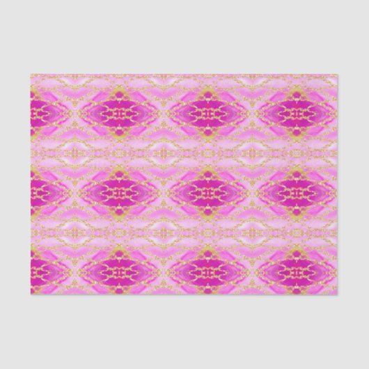 Boho Chic Abstract Pink en Gold Pattern Tissuepapier (Voorkant)