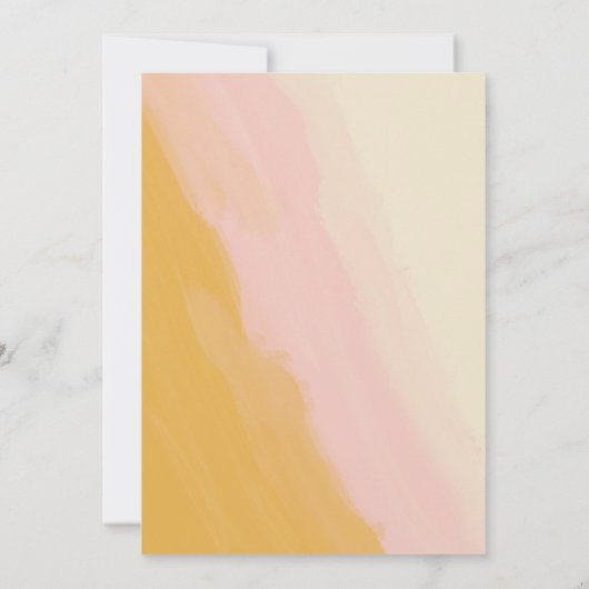 Boho Chic Abstract Waterverf roze geel bruiloft Kaart (Achterkant)