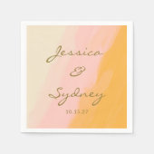 Boho Chic Abstract Waterverf roze geel bruiloft Servet (Voorkant)