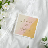 Boho Chic Abstract Waterverf roze geel bruiloft Servet