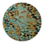 Boho Chic Animal Print Blauw en Goud Patroon Keramische Knop (Voorkant)