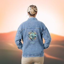 Boho Chic Aqua Blauwgroen en Blue Mandala met Init Denim Jacket