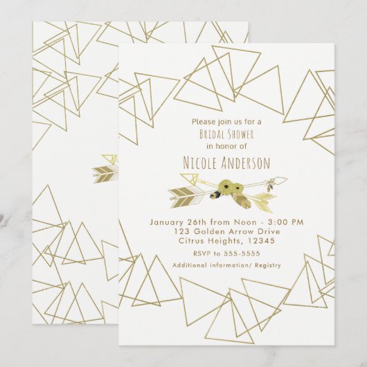 Boho Chic Arrows & Gold Geometric Triangles Modern Kaart (Voorkant / Achterkant)