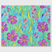 Boho Chic Art Nouveau Waterverf bloemenmotief Cadeaupapier (Vlak)