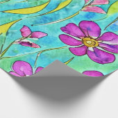 Boho Chic Art Nouveau Waterverf bloemenmotief Cadeaupapier (Hoek)