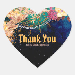 Boho Chic Baby shower Bohemian Floral & Feathers Hart Sticker