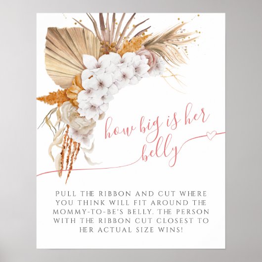 Boho Chic Baby shower Hoe groot is haar Belly Game Poster (Voorkant)