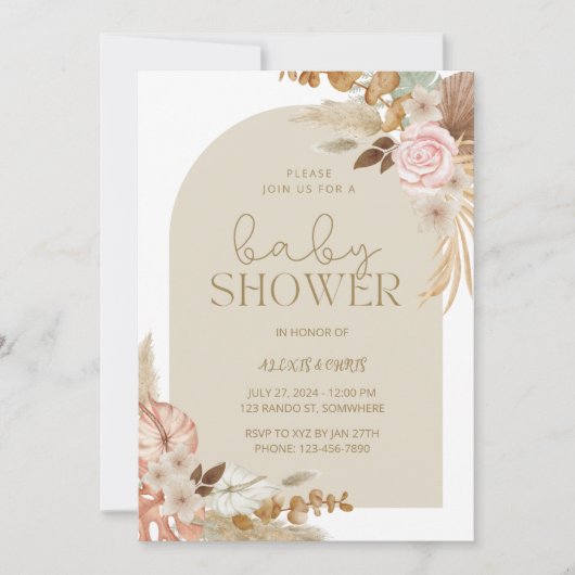 Boho Chic Baby shower Invitation Kaart (Voorkant)