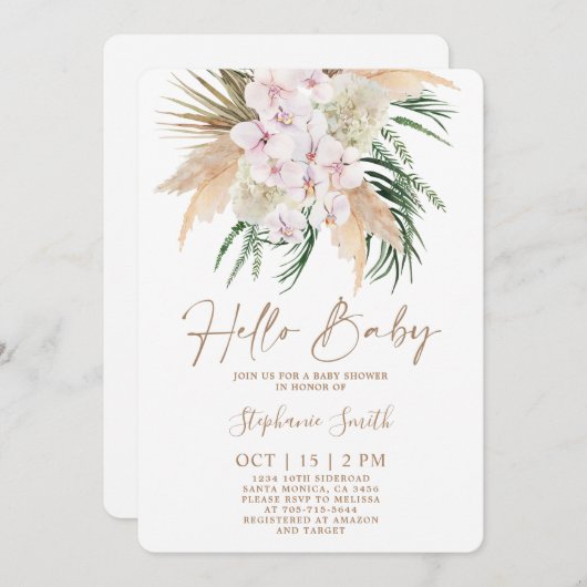 Boho Chic Baby shower Invitation Kaart (Voorkant / Achterkant)