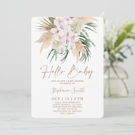 Boho Chic Baby shower Invitation Kaart (Staand voorkant)