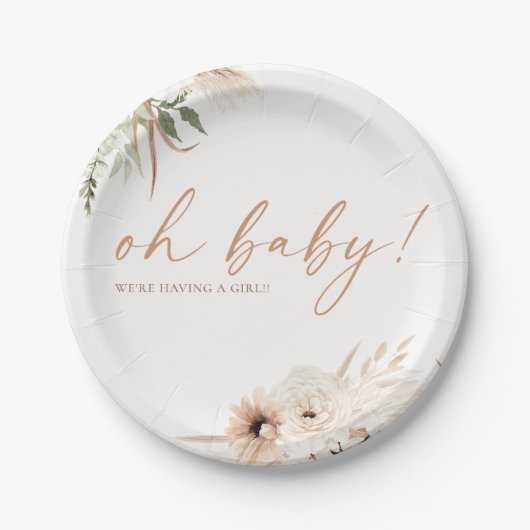 Boho Chic - Baby shower - Papieren Borden Papieren Bordje (Voorkant)