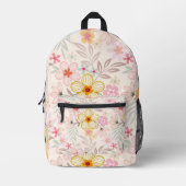 Boho chic backpack, Floral print backpack Bedrukte Rugzak (Voorkant)