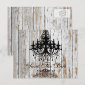 boho chic barn wood rustige country bruiloft aankondigingskaart (Voorkant / Achterkant)