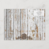 boho chic barn wood rustige country bruiloft aankondigingskaart (Achterkant)