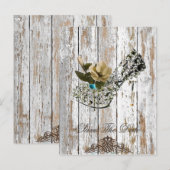 boho chic barn wood rustige country bruiloft aankondigingskaart (Voorkant / Achterkant)