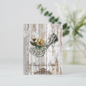 boho chic barn wood rustige country bruiloft aankondigingskaart (Staand voorkant)