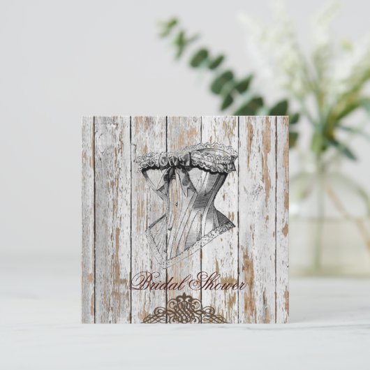 boho chic barn wood rustige country bruiloft kaart (Staand voorkant)