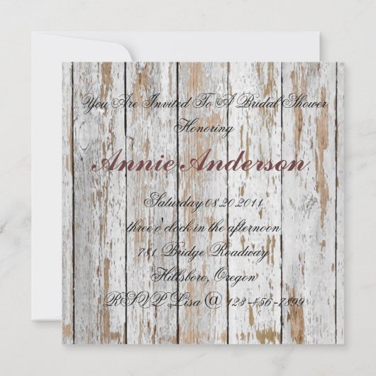 boho chic barn wood rustige country bruiloft kaart (Achterkant)