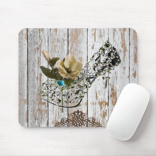 boho chic barn wood rustige country bruiloft muismat (Met muis)