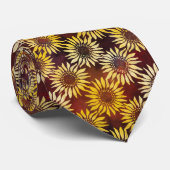 Boho-Chic Batik Sunflower Design Stropdas (Opgerold)