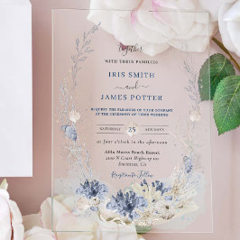 Boho Chic Beach Bestemming Hampton Wedding Acryl Uitnodigingen