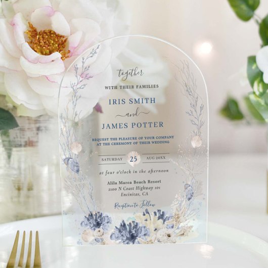 Boho Chic Beach Bestemming Hampton Wedding Arch Acryl Uitnodigingen