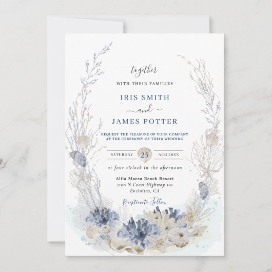 Boho Chic Beach Bestemming Hampton Wedding Kaart (Voorkant)