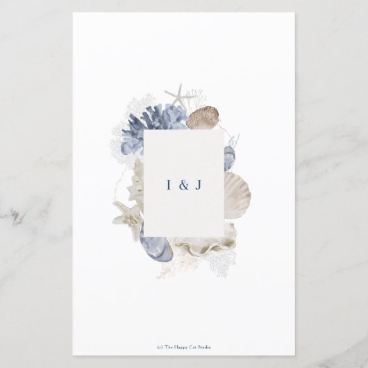 Boho Chic Beach Bestemming Hampton Wedding Menu (Achterkant)