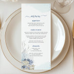 Boho Chic Beach Bestemming Hampton Wedding Menu<br><div class="desc">Verhoog uw receptie aan het strand met deze slanke trouwmenukaart met waterverf handbeschilderde schelpen en koraal in zacht blauw en neutraal tinten. Perfect voor bruiloften aan de oceaan, in het resort en op de bestemming, dit elegante, budgetvriendelijke menu voegt een kusttoets toe aan elke locatie. Personaliseer ze eenvoudig en snel,...</div>