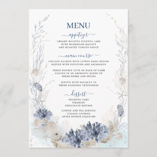 Boho Chic Beach Bestemming Hampton Wedding Menu (Voorkant)