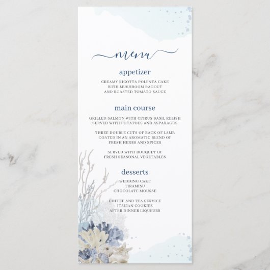 Boho Chic Beach Bestemming Hampton Wedding Menu (Voorkant)