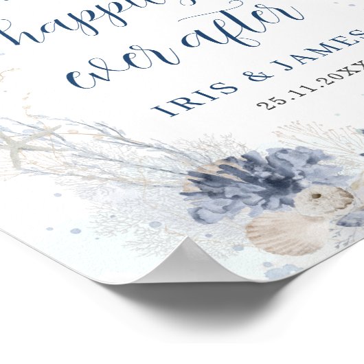 Boho Chic Beach Kustbruiloft Welkom Poster (Hoek)