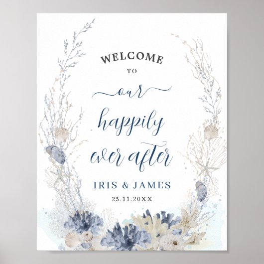 Boho Chic Beach Kustbruiloft Welkom Poster (Voorkant)