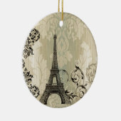 Boho Chic beige Damask Paris Eiffel Tower Keramisch Ornament (Rechts)