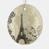 Boho Chic beige Damask Paris Eiffel Tower Keramisch Ornament (Links)