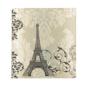 Boho Chic beige Damask Paris Eiffel Tower Notitieblok