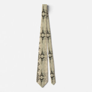 Boho Chic beige Damask Paris Eiffel Tower Stropdas