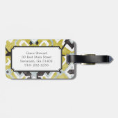 Boho chic black and yellow ikat tribal patroon bagagelabel (Achterkant horizontaal)