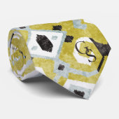 Boho chic black and yellow ikat tribal patroon stropdas (Opgerold)