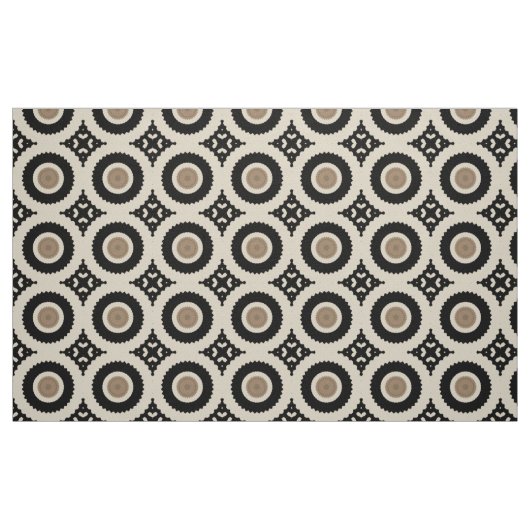 Boho Chic Black & Beige Geometric Pattern Stof (Fat Quarter)