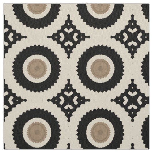 Boho Chic Black & Beige Geometric Pattern Stof (Swatch)